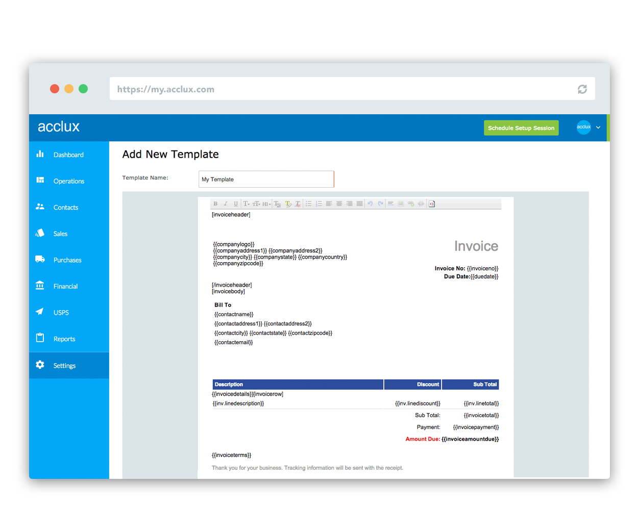 Create professional invoice with acclux 