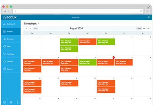 acclux accounting calendar view